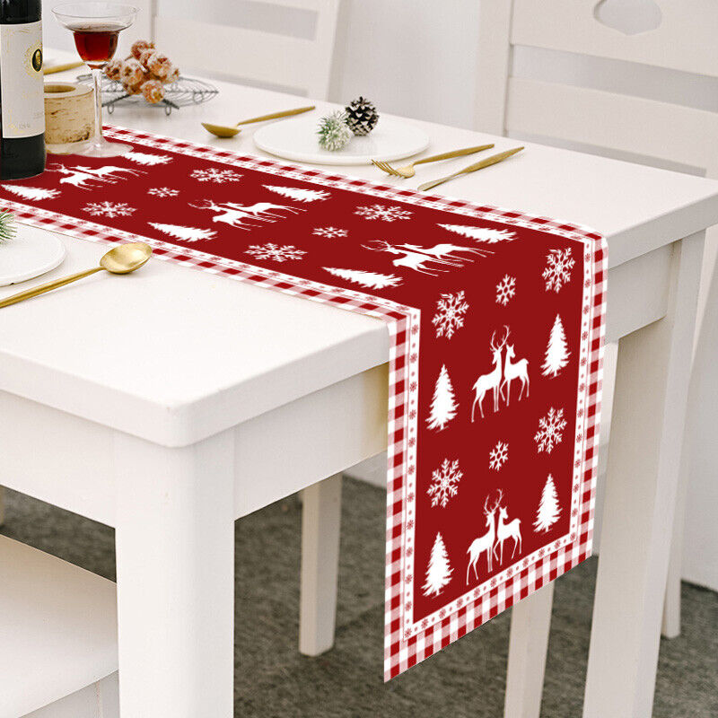 Christmas Tables Runner Tablecloth Home Dinning Table Flag Xmas Decor Cotton Lin