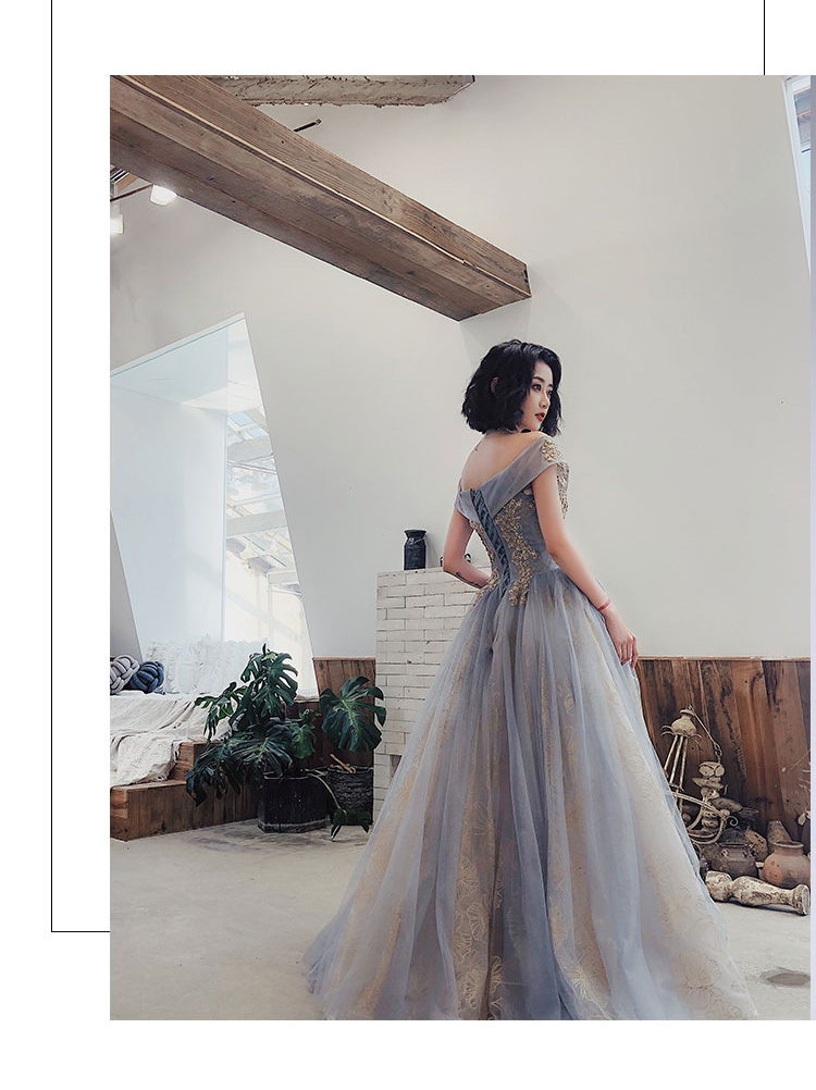 Women Off the shoulder Banquet Wedding Dress Cold Shoulder Evening Dress