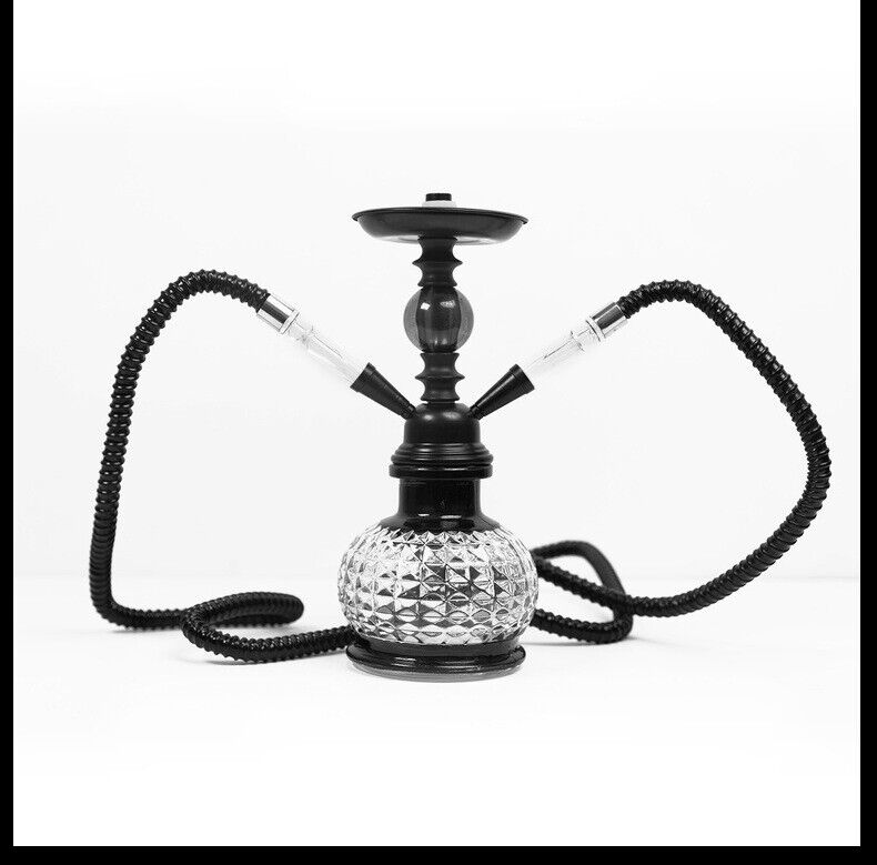 Traditional Gift Collectible 2 Hose Premium Shisha Hookah Complete Set Black