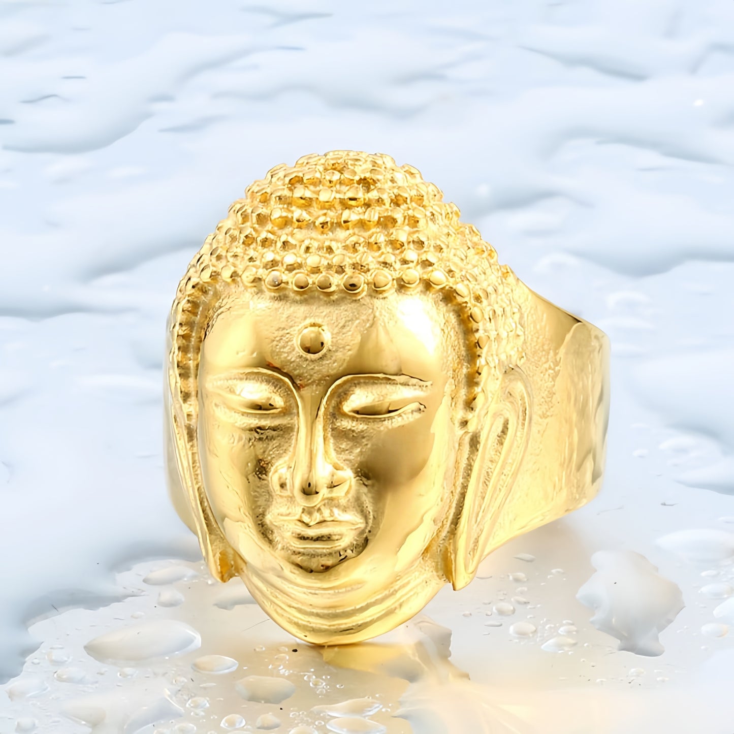 Men Buddha Head Ring Vintage Shakyamuni Religious Buddhist Statement Jewelry Gift # R90