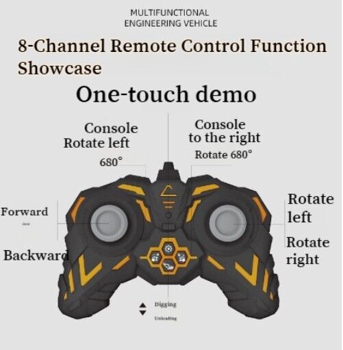 8CH Alloy Remote Control Excavator Dump Truck Boys Engineering Car Toy Xmas Gift