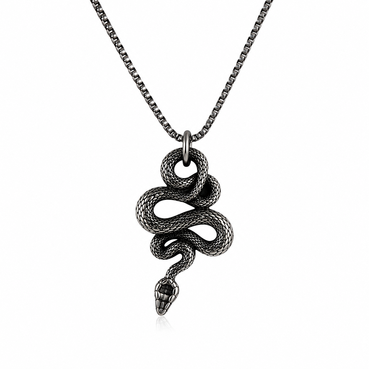 Gothic Snake Pendant Necklace Stainless Steel Serpent Biker Necklace Jewelry Chain Gift #PN0010