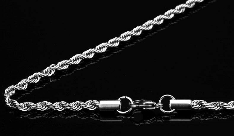 Basic Punk Stainless Steel Single Link Twisted Chain Necklace for Men Women