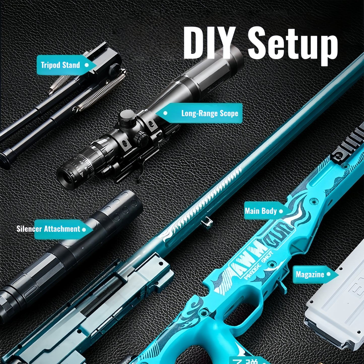 Large AWM Style Foam Dart Blaster Toy Scope Shell Ejection EVA Bullets Kids Gift