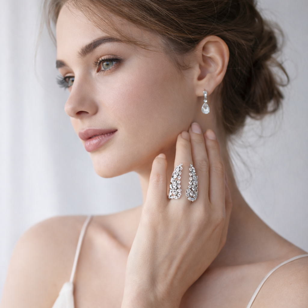 Women Sparkly Angel Wing Open Ring CZ Crystal Alloy Adjustable Rings Jewellery # R198