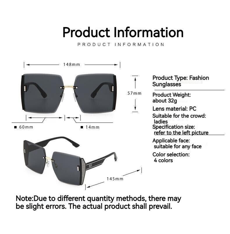 Fashion Square Rimless Personality Glasses Large Frame Cut Edge Sunglasses