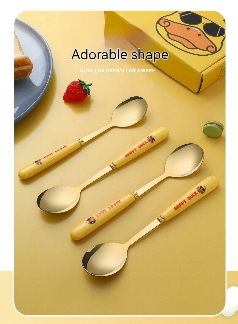 Children's Cartoon Duck Cutlery Set Stainless Steel Dessert Soup Spoon Home Live