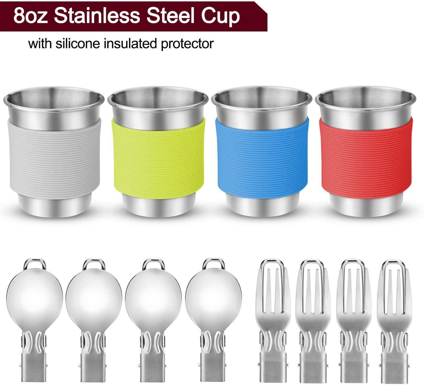 Outdoor Cup Plates Pan Burning Kettle Teapot Set Camping Cookware Picnic Tool