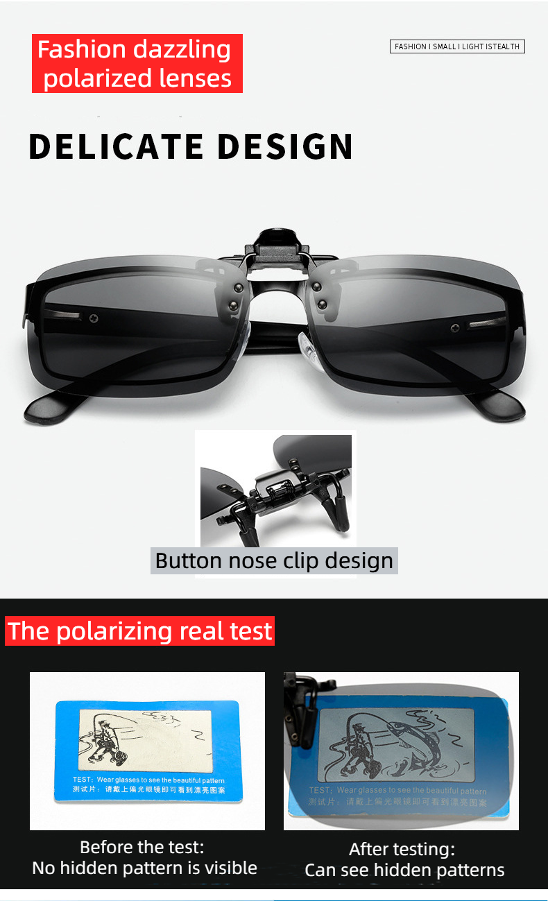 Unisex Polarized Clip On Flip Up Sunglasses UV 400 Discolor Driving Glasses