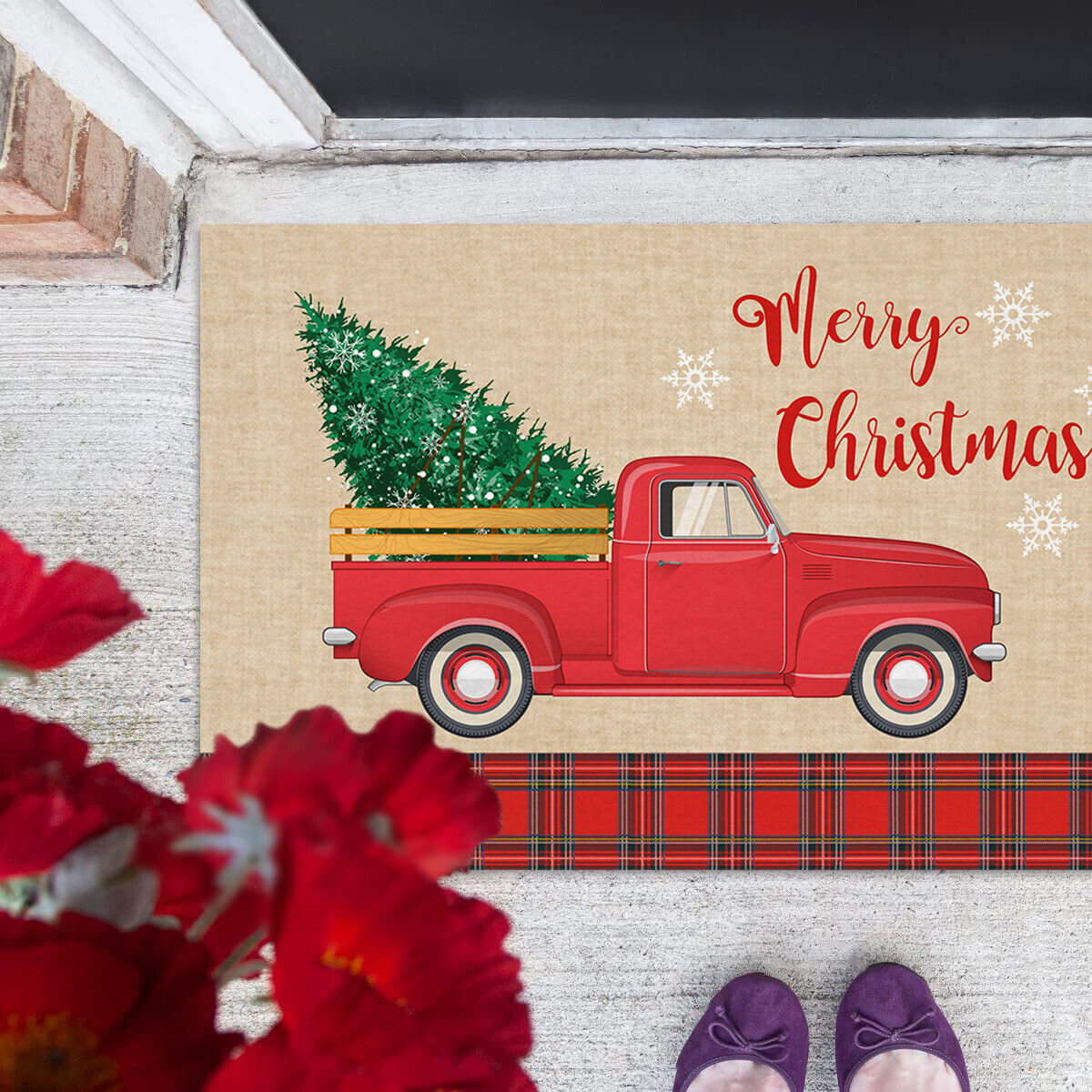 Absorbent Washable Floor Mat Non-Slip Xmas Theme Home Decor Soft Bath Floor Mat