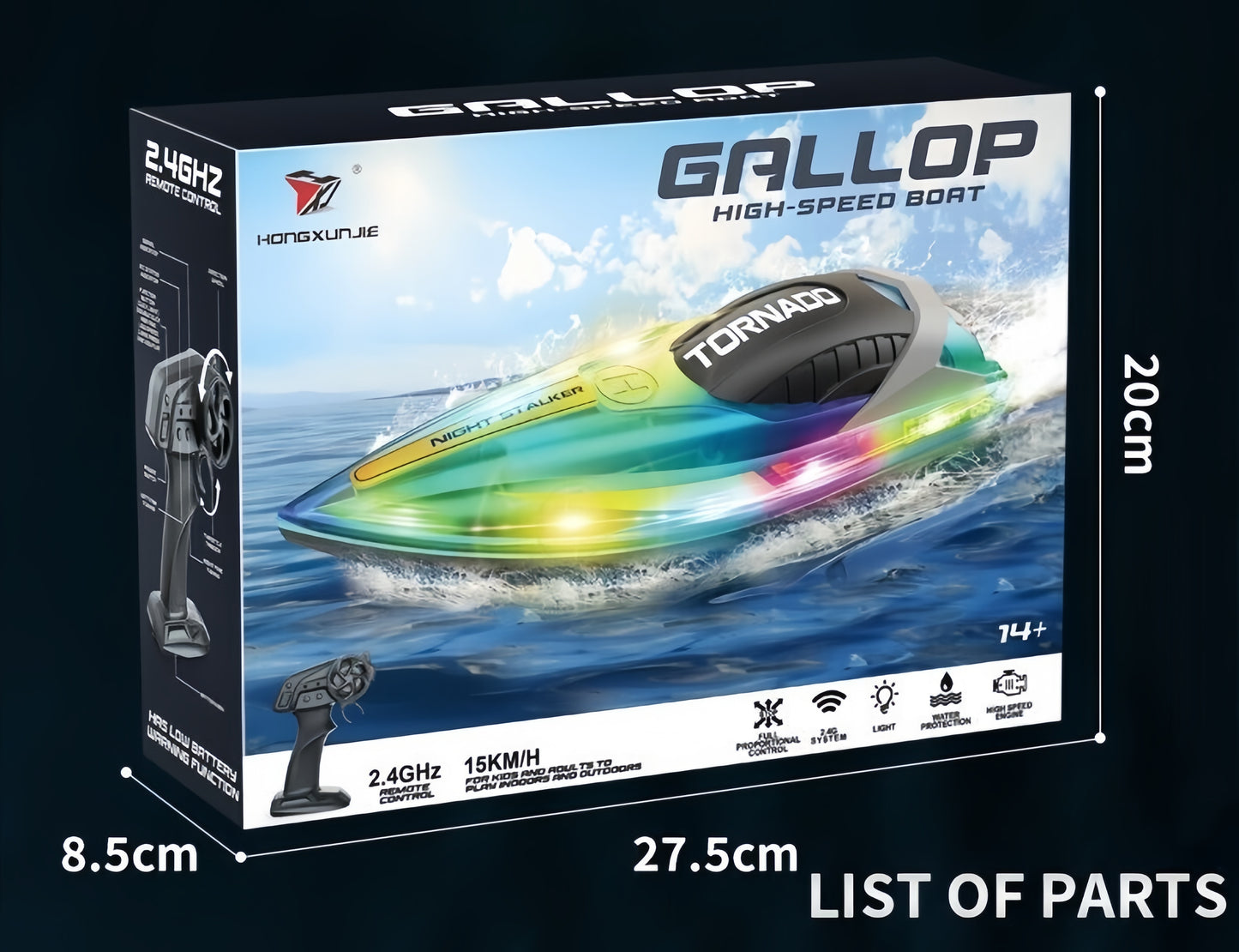 RC Speed Boat 2.4G Remote Control LED Light Dual Motor Waterproof Racing Toy Boy