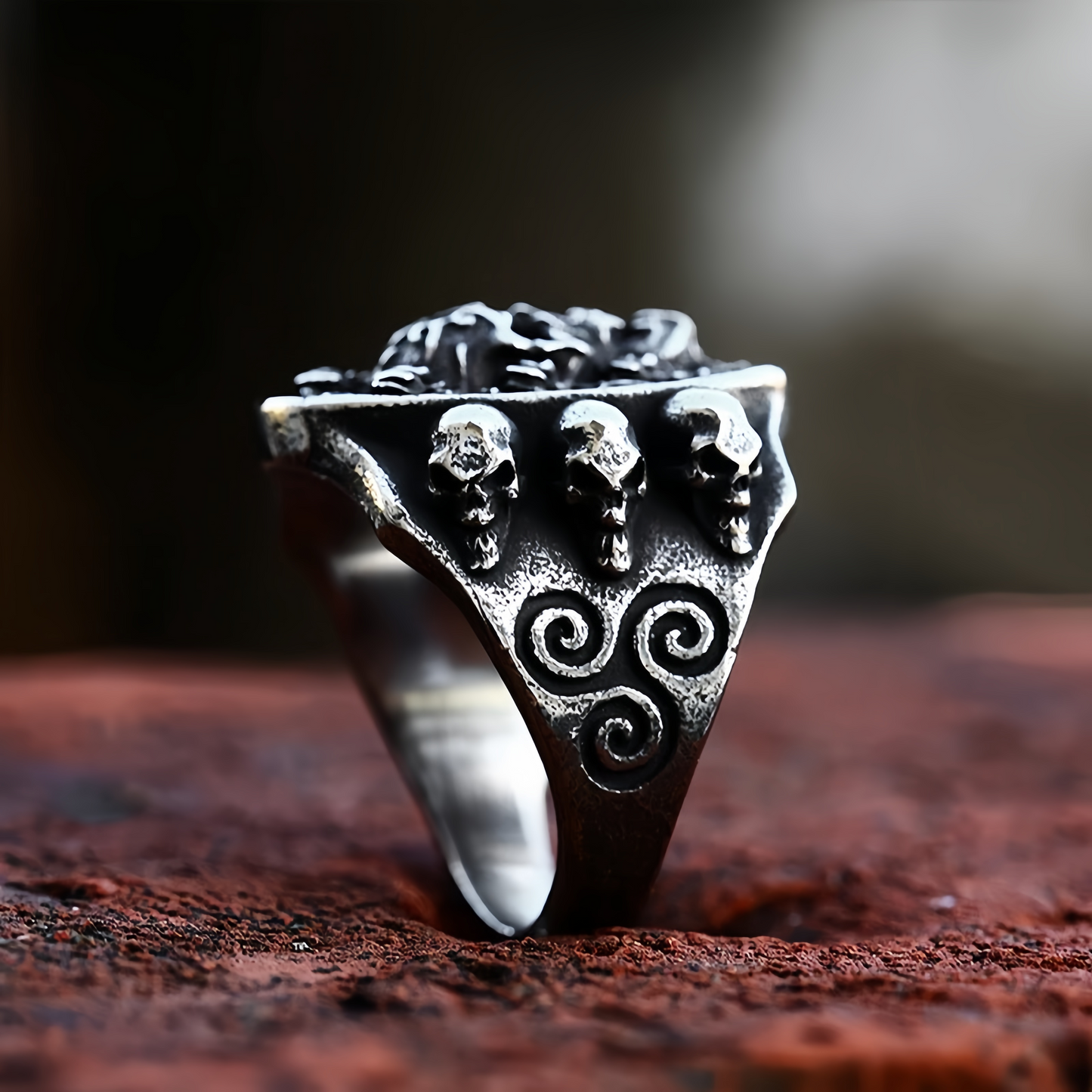 Men's Gothic Skull Ring Punk Biker Hip Hop Vintage Engraved Heavy Band Jewellery # R329