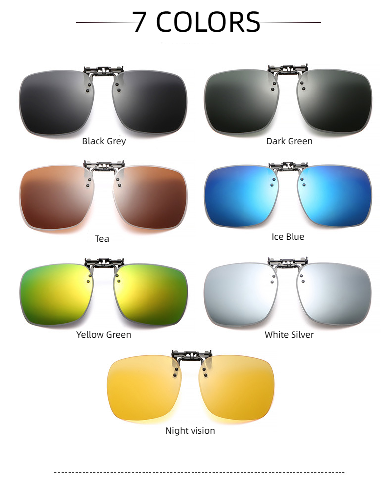 New Unisex Polarized UV400 Protection Box Shape Clip On Flip Up Sunglasses