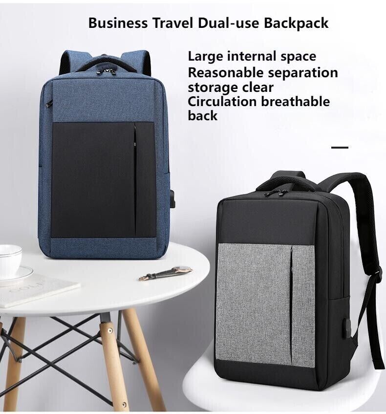 Unisex Waterproof Large Capacity Business Travel Bag USB Computer Nylon Backpack