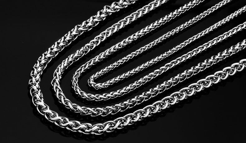Basic Punk Stainless Steel Single Link Wheat Chain Necklace for Men Women