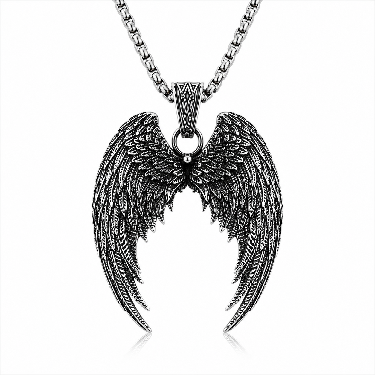 Angel Wings Necklace Stainless Steel Pendant Guardian Wing Gothic Biker Gift Chain #PN0032