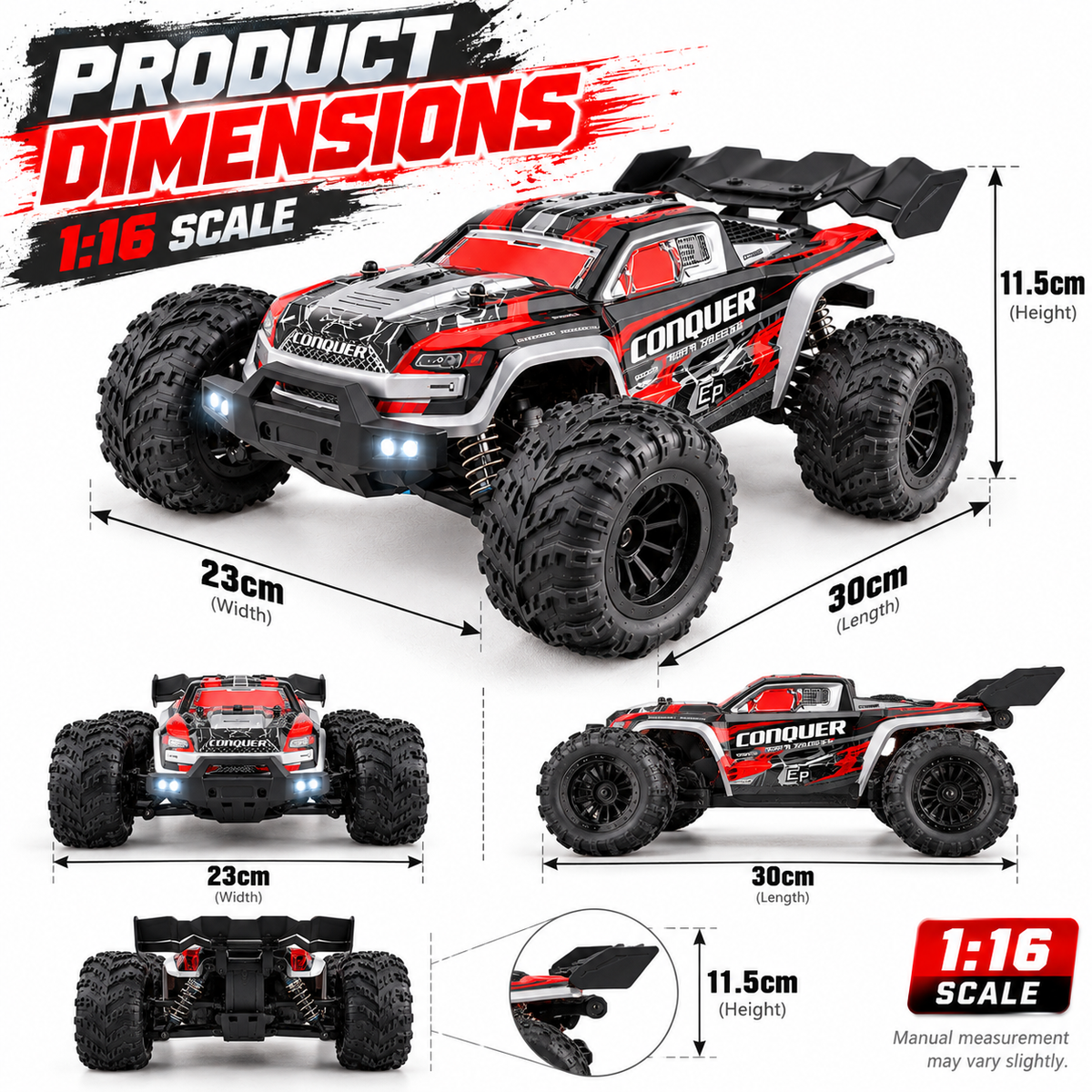 1:16 RC Car 38km/h 4WD High Speed Off Road Monster Truck 2.4GHz Remote Control