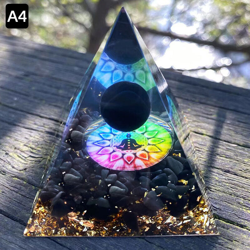 Crystal Stone Ornaments Pyramid Energy Healing Large Chakra Orgonite Decor Gifts