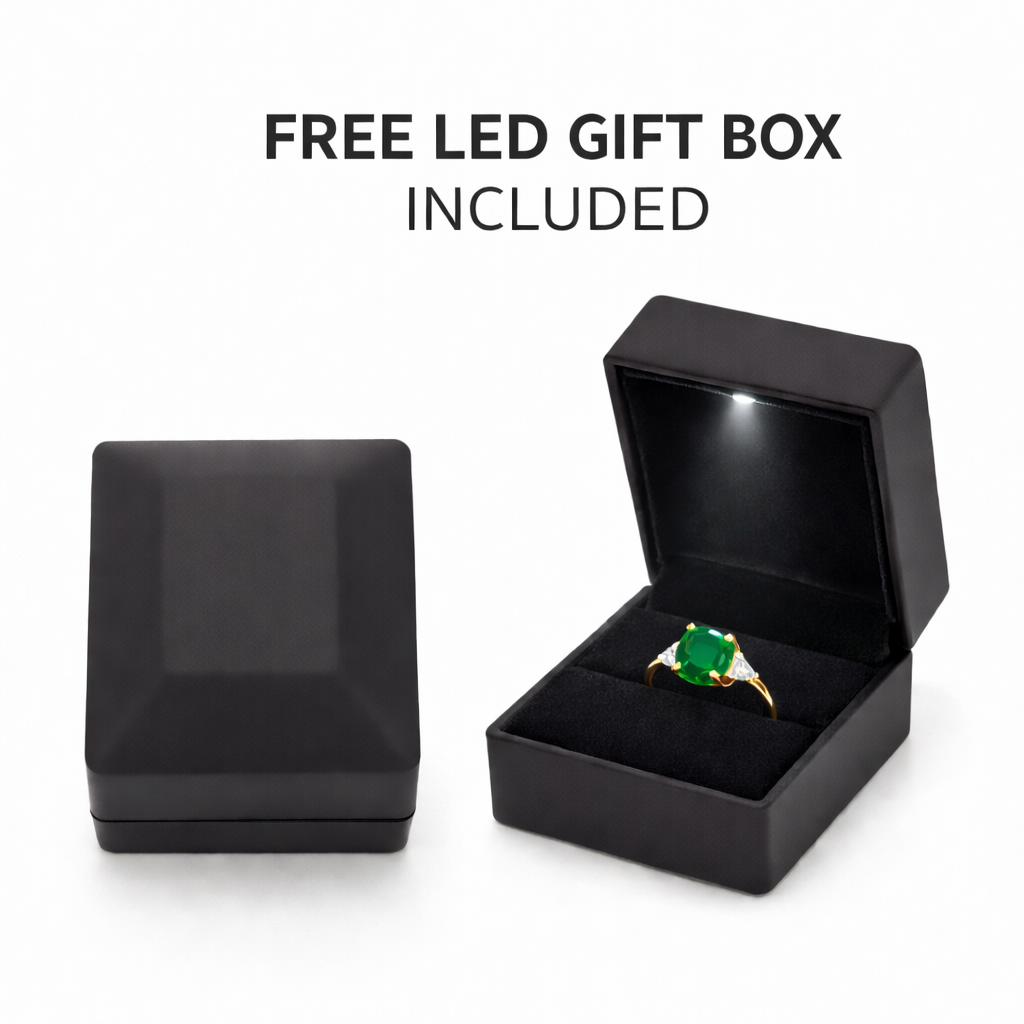 Women Gold Tone Cushion Cut Zircon Rings Green Blue Red Pink & FREE LED Gift Box # R228