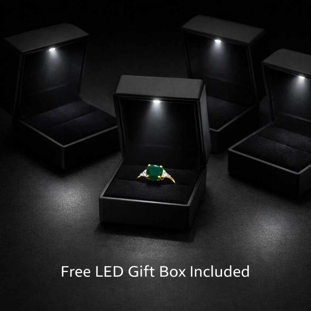 Women Gold Tone Cushion Cut Zircon Rings Green Blue Red Pink & FREE LED Gift Box # R228