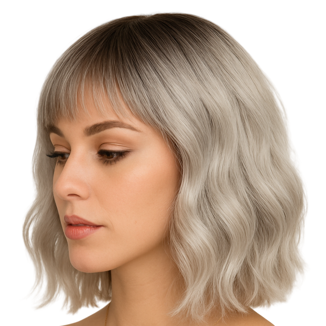 Trendy Lightweight & Breathable Framing Bangs Synthetic Hair Short Wavy Bob Wigs # 1715
