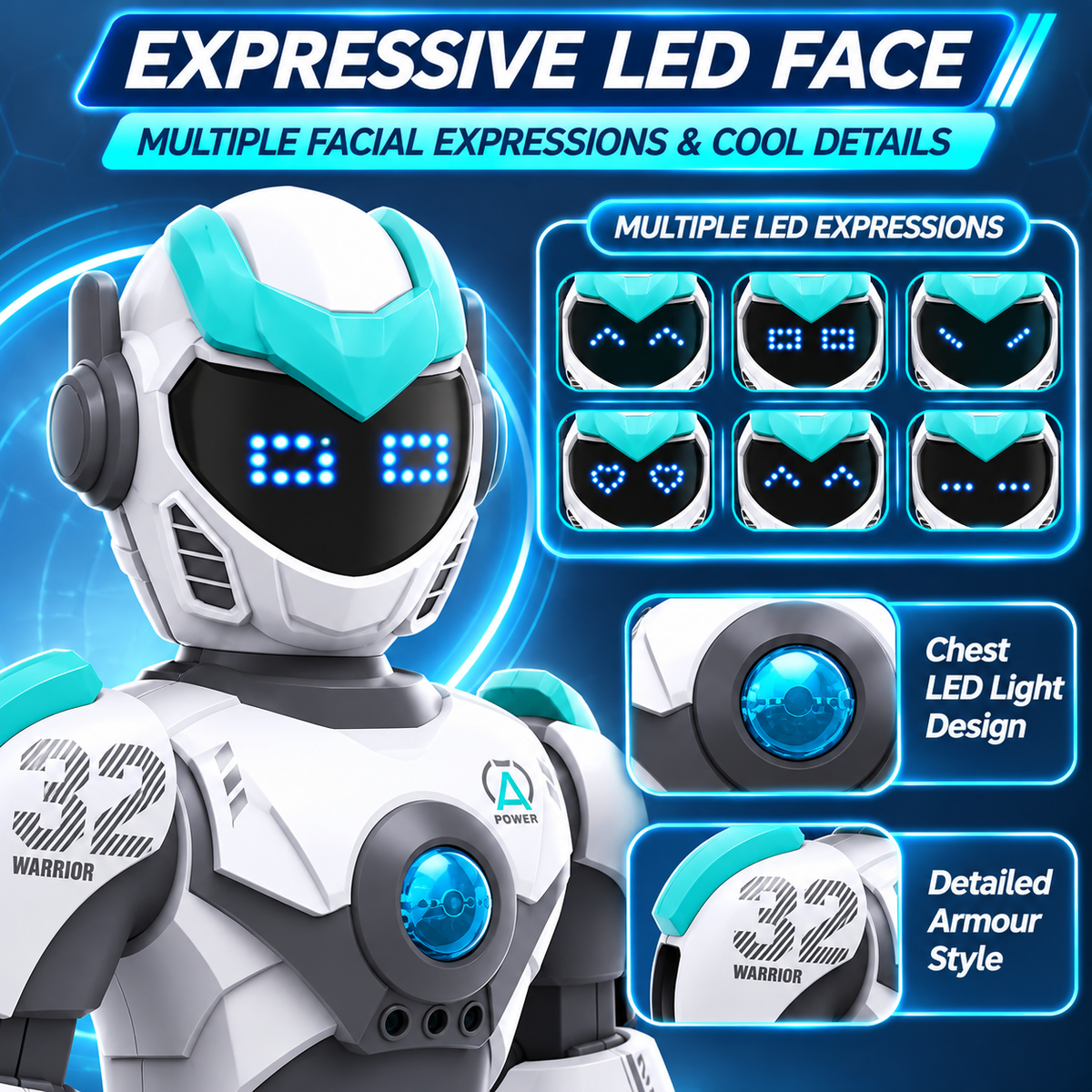 2.4GHz Kid Toys Charge Remote Control Intelligent Gesture Voice Electric Robot
