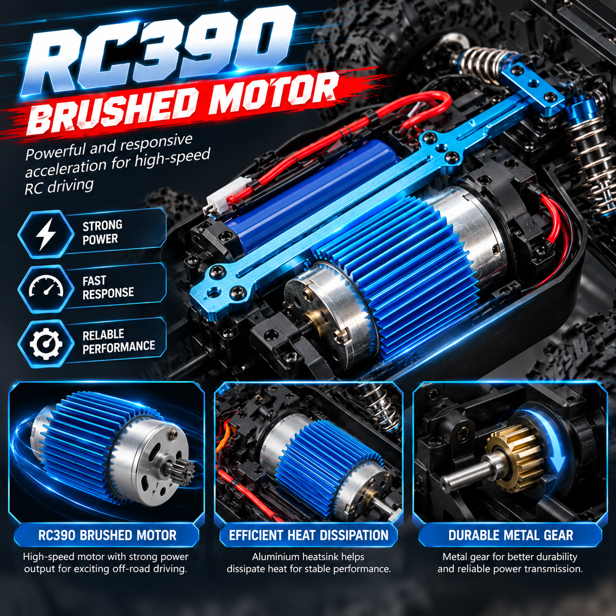 1:16 RC Car 38km/h 4WD High Speed Off Road Monster Truck 2.4GHz Remote Control