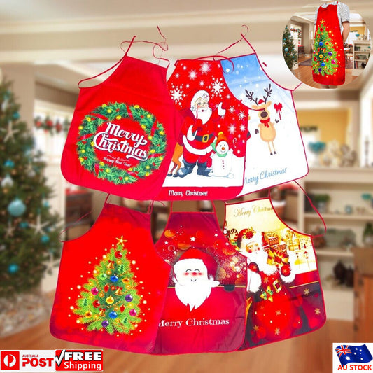 Christmas Festive Decorations Fabric Printed Snowman Xmas Apron Party Ambiance
