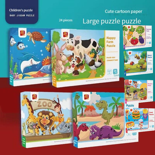 24PCS Puzzle Stickers Animal Picture Frame Painting Mini Challenge Toys Gifts