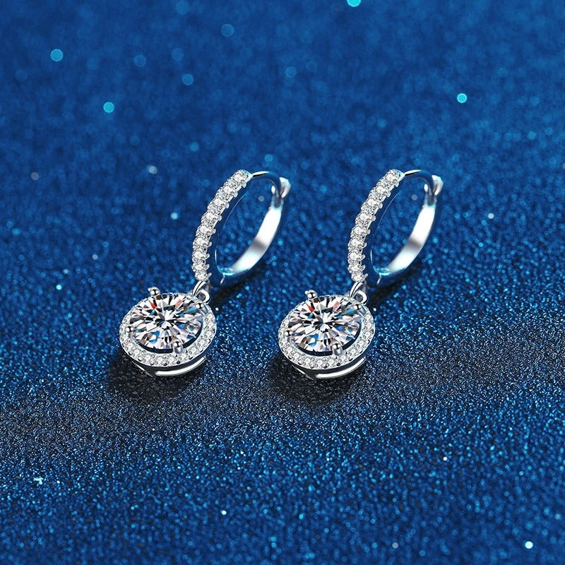 1–3CT Moissanite Hoop Drop Earrings 925 Sterling Silver Brilliant Cut Women Gift