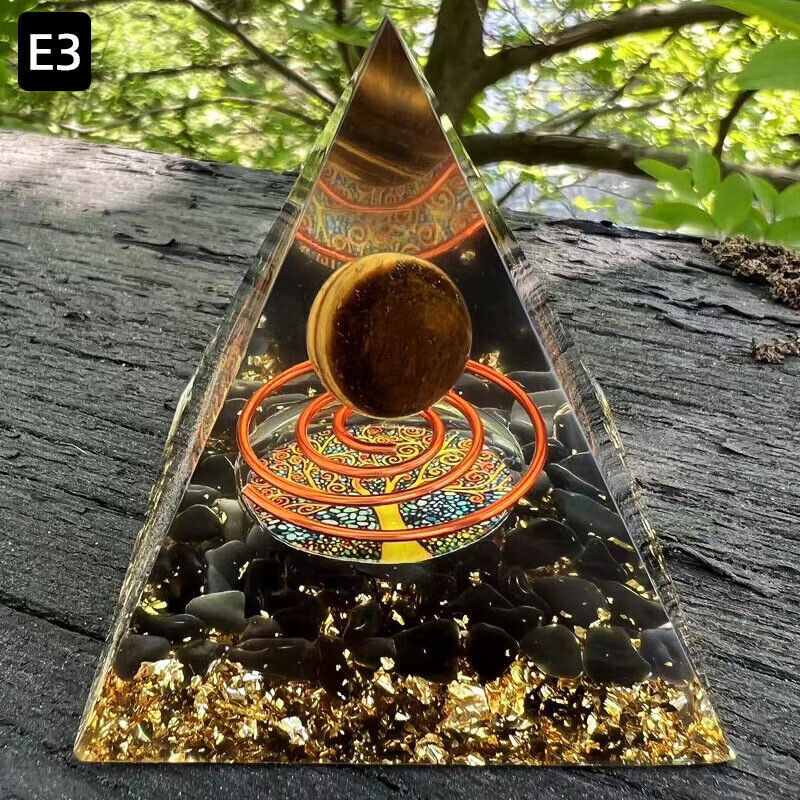 Crystal Stone Ornaments Pyramid Energy Healing Large Chakra Orgonite Decor Gifts