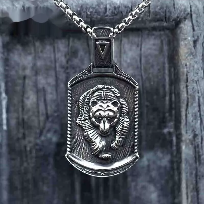 Men Icon of Power Grant Protection Muscular Bear Pendant Vintage Viking Necklace