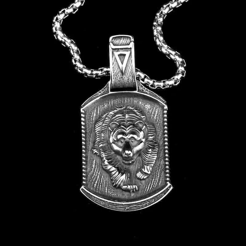 Men Icon of Power Grant Protection Muscular Bear Pendant Vintage Viking Necklace