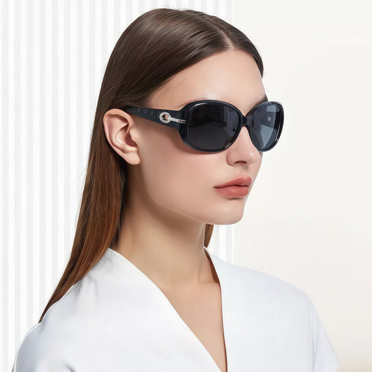 Women Diamond-Inspired Arms Anti-UV400 Polarized Sunglasses Travel Driving Beach # ST2012