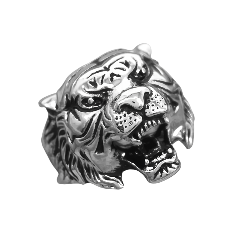 Men Tiger Head Symbol of Courage Leadership Wealth Strength Animal Engraved Ring # R31