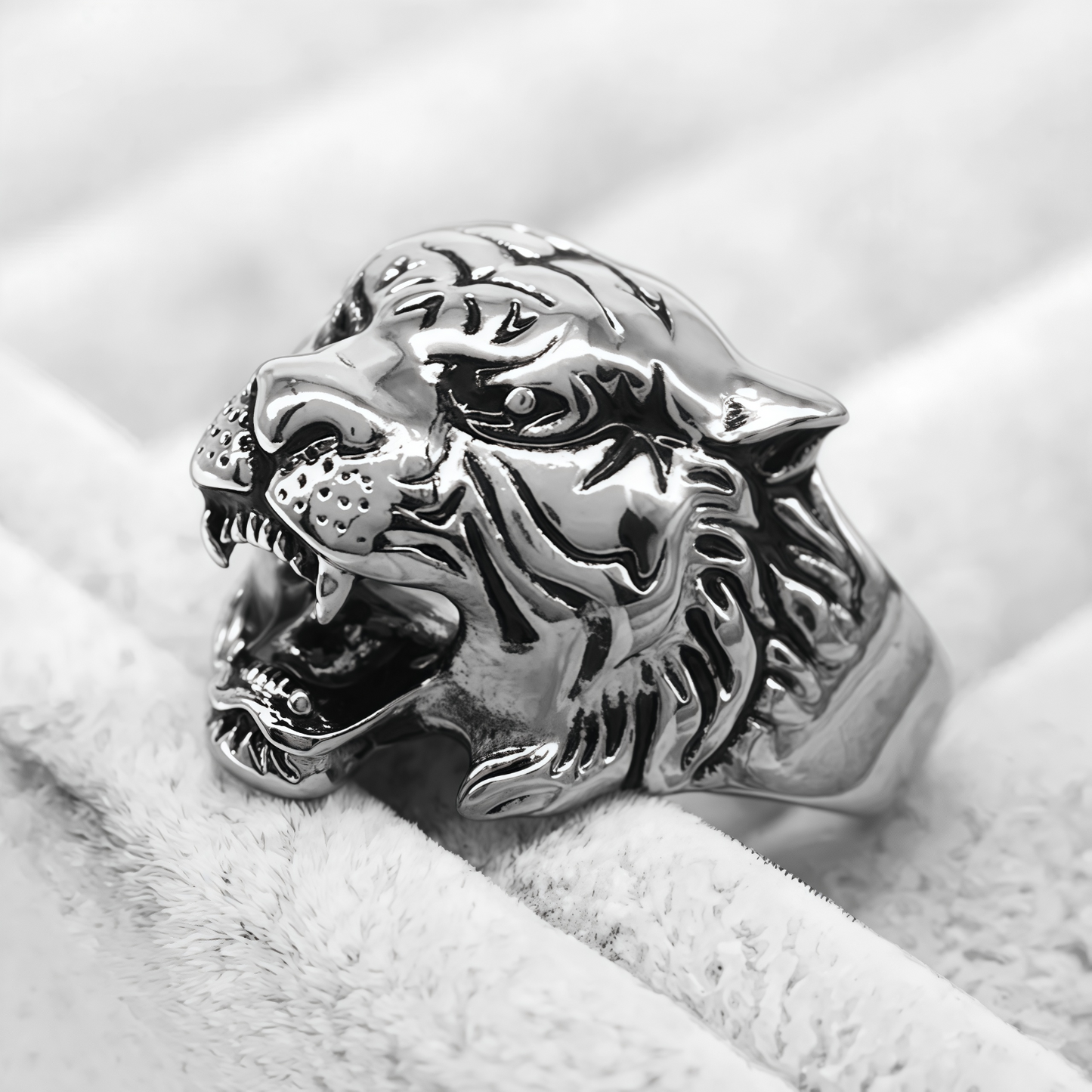 Men Tiger Head Symbol of Courage Leadership Wealth Strength Animal Engraved Ring # R31