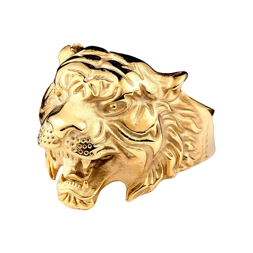 Men Tiger Head Symbol of Courage Leadership Wealth Strength Animal Engraved Ring # R31