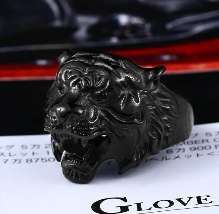 Men Tiger Head Symbol of Courage Leadership Wealth Strength Animal Engraved Ring # R31