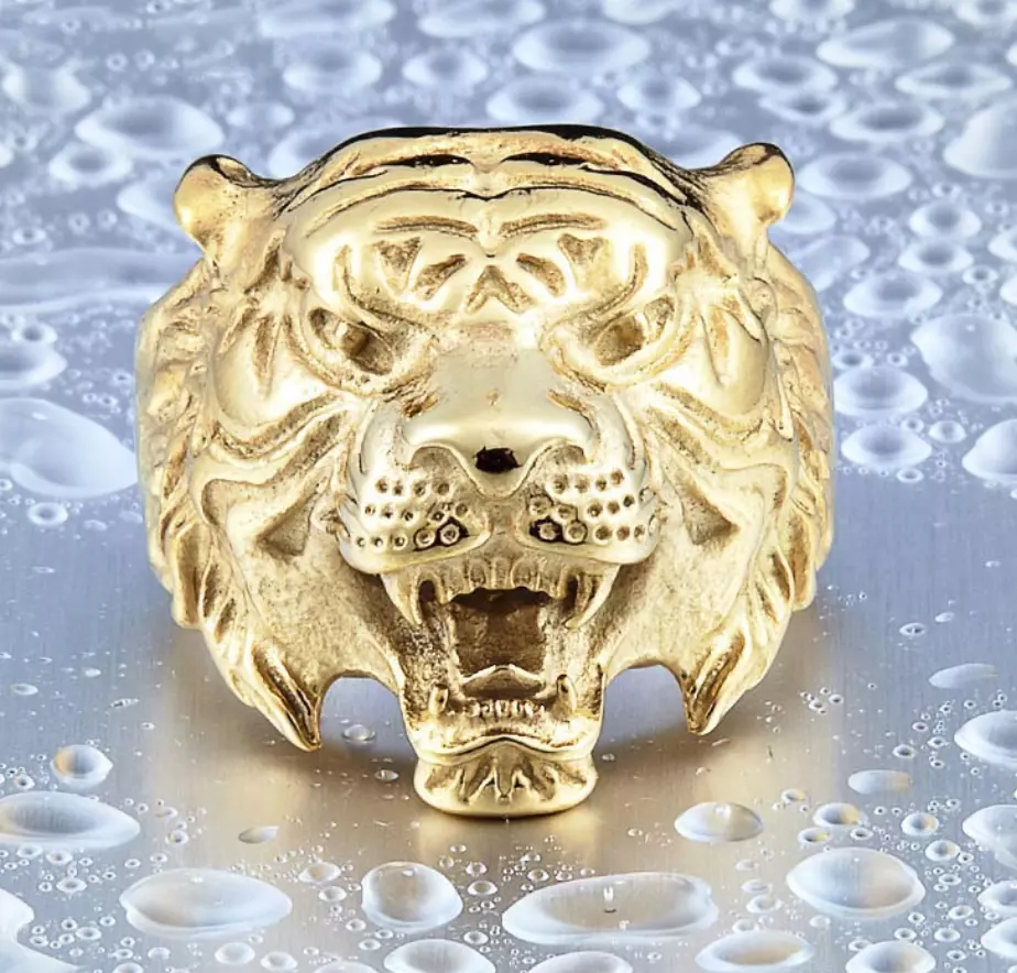 Men Tiger Head Symbol of Courage Leadership Wealth Strength Animal Engraved Ring # R31