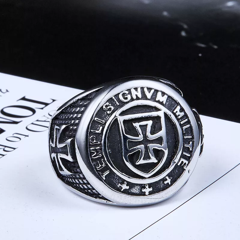 Men Domineering Design Vintage Medieval Holy Knight Templar Cross Blessing Rings # R271
