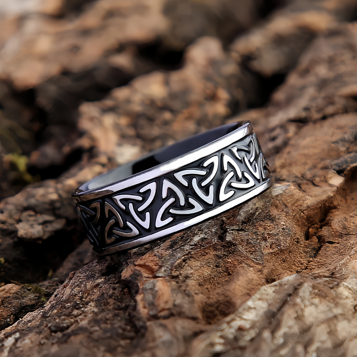 Men Viking-Inspired Celtic Trinity Knot Ring Band Symbol of Protection & Loyalty R292
