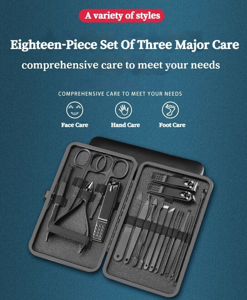 7/10/12/16/18 Pieces Professional Manicure & Pedicure Kit Nail Care Travel Grooming Set Home Use