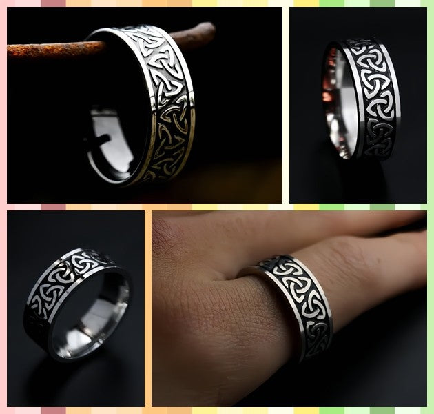 Men Viking-Inspired Celtic Trinity Knot Ring Band Symbol of Protection & Loyalty R292