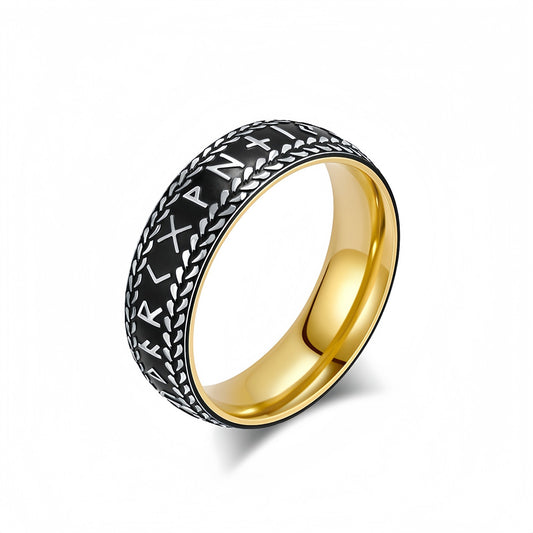 Men Norse Viking Rune Ring Engraved Protective Amulet Ancient Power Nordic Band R353