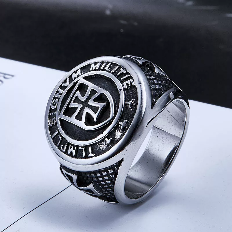 Men Domineering Design Vintage Medieval Holy Knight Templar Cross Blessing Rings # R271