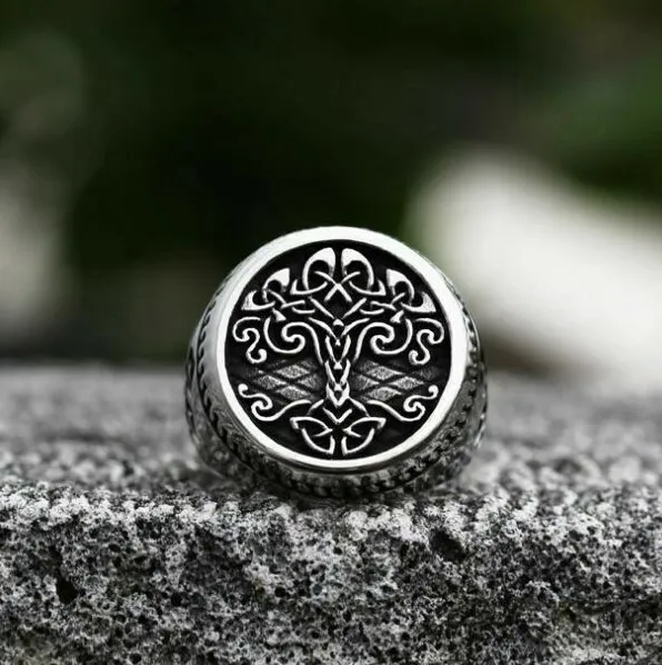Men Kabbalistic Tree of Life Ring Philosophical Insight Meditation Spiritual Growth Rings # R289