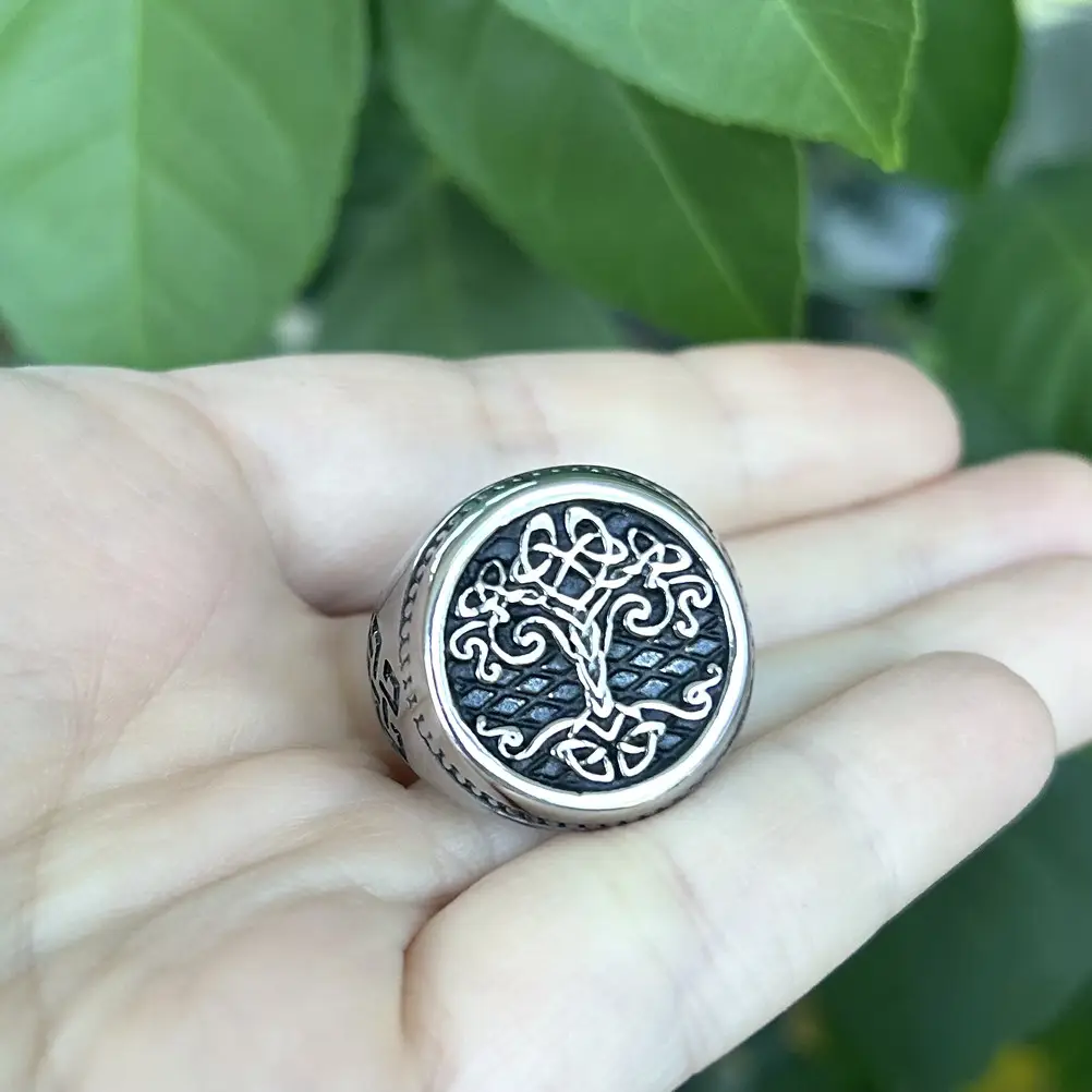 Men Kabbalistic Tree of Life Ring Philosophical Insight Meditation Spiritual Growth Rings # R289
