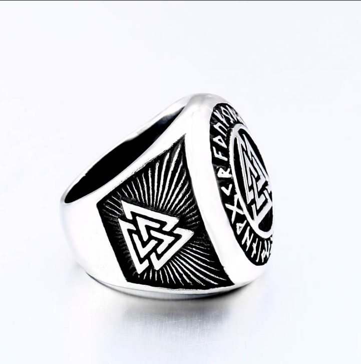 Men's Viking Valknut Ring Norse Runes Bravery Eternal Life Warrior's Spirit Band R273