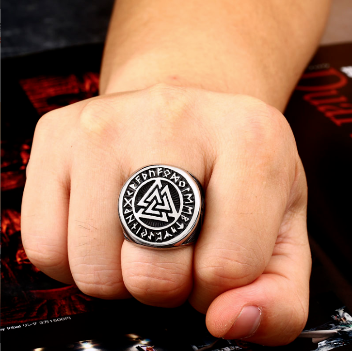 Men's Viking Valknut Ring Norse Runes Bravery Eternal Life Warrior's Spirit Band R273