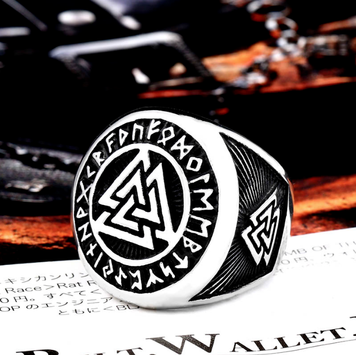 Men's Viking Valknut Ring Norse Runes Bravery Eternal Life Warrior's Spirit Band R273